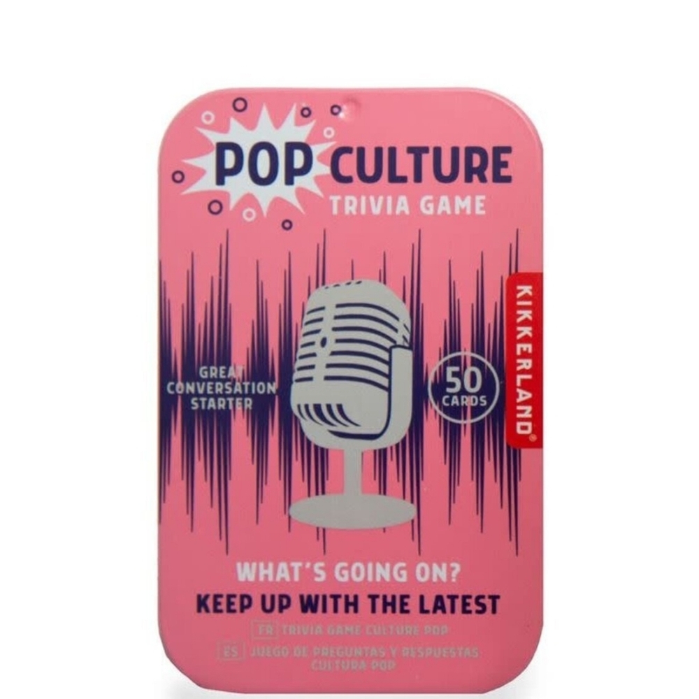 NEW Kikkerland Pop Culture Trivia Game Travel Family Game Night Card Game Tin